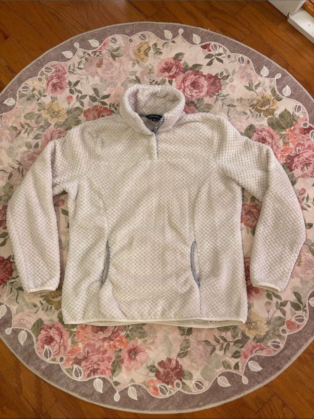 Eddie Bauer Cream Quilted Sherpa Cowl Pullover medium
